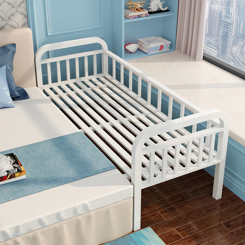 White/Black Kids Bed Contemporary Metal Standard Bed with Guardrail