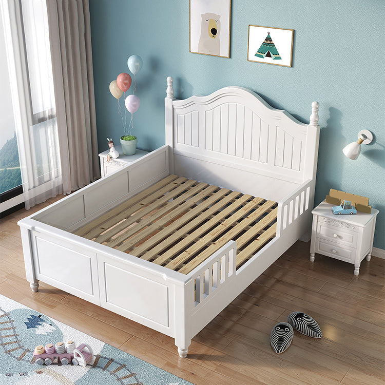 Contemporary Solid Wood Headboard with Guardrails Toddler Bed