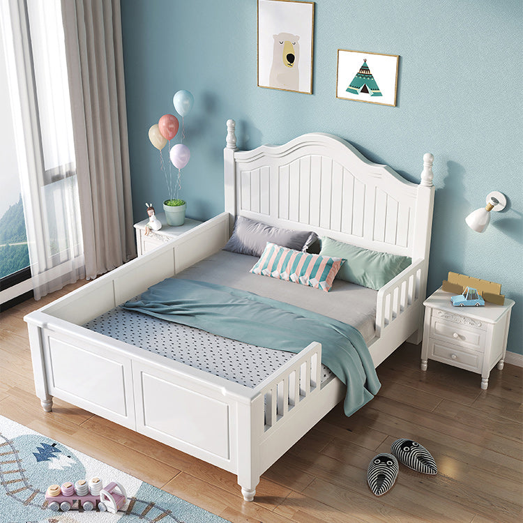 Contemporary Solid Wood Headboard with Guardrails Toddler Bed