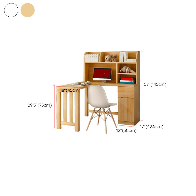 Natural Wood Loft Bed Contemporary Kids Bed with Guardrails and Mattress