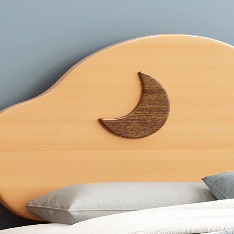 Natural Upholstered Bed Frame Modern Crow Shaped Heaboard Standard Bed