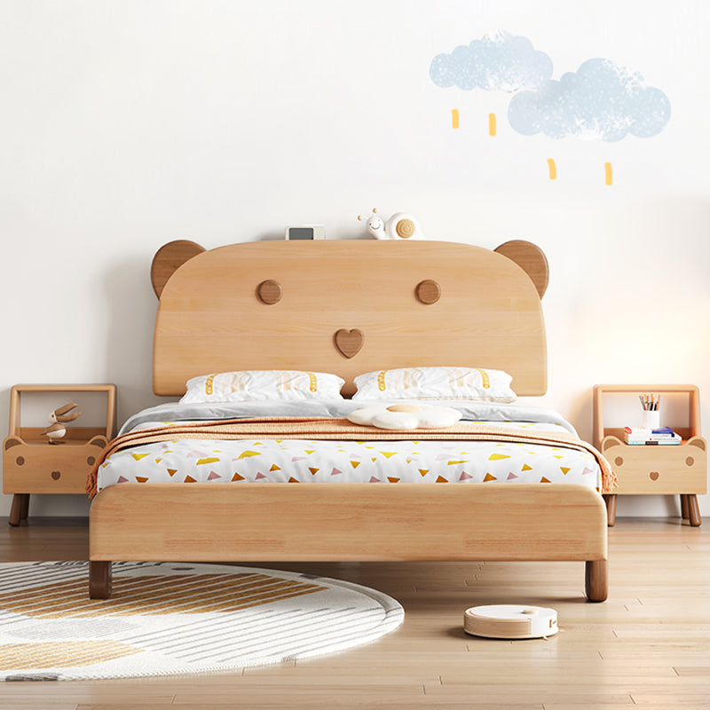 Modern Solid Wood Platform Bed Natural Bed Frame Animals Kids Bed