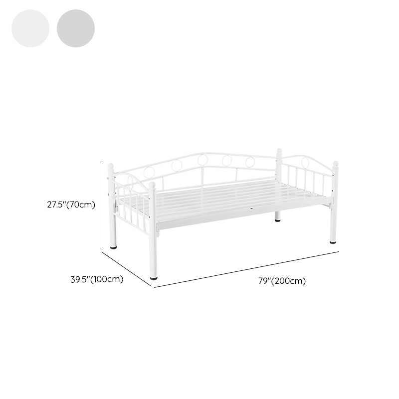 Contemporary Bed with Detachable Guardrails Metal Daybed in White