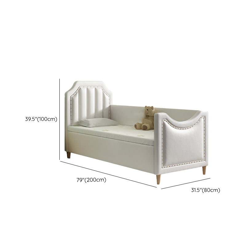 Contemporary Kids Bed Faux Leather Princess with Guardrails in White