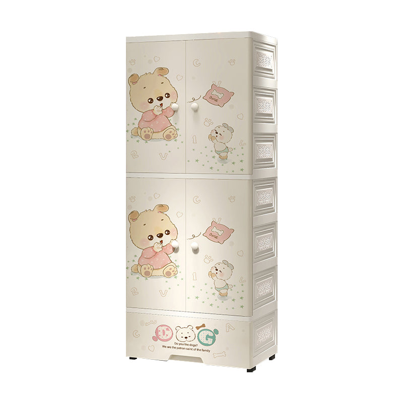 White Modern Kids Closet Plastic High Gloss 2-Door Coat Locker