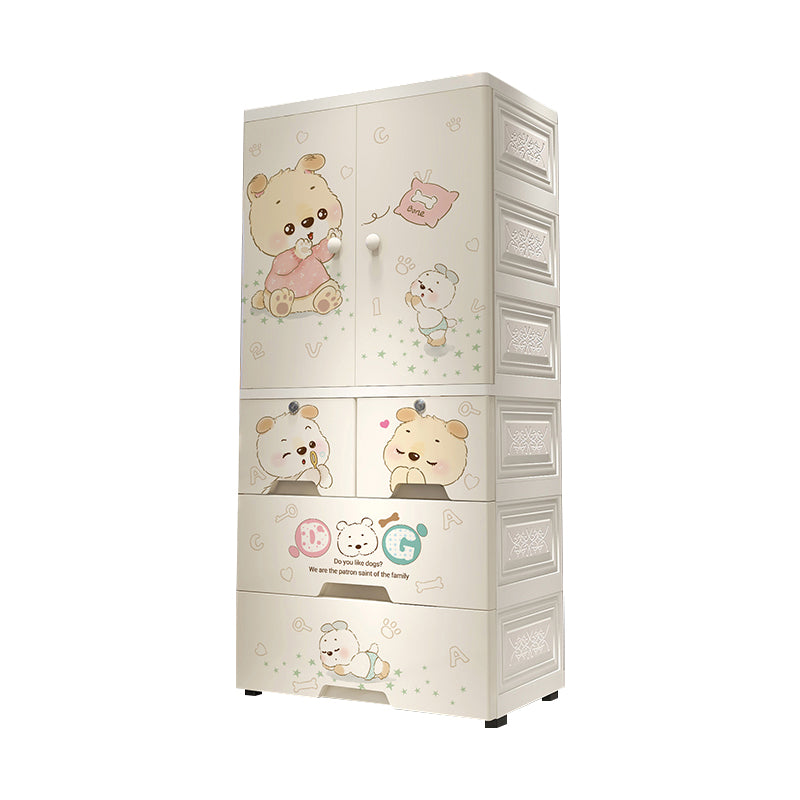 White Modern Kids Closet Plastic High Gloss 2-Door Coat Locker