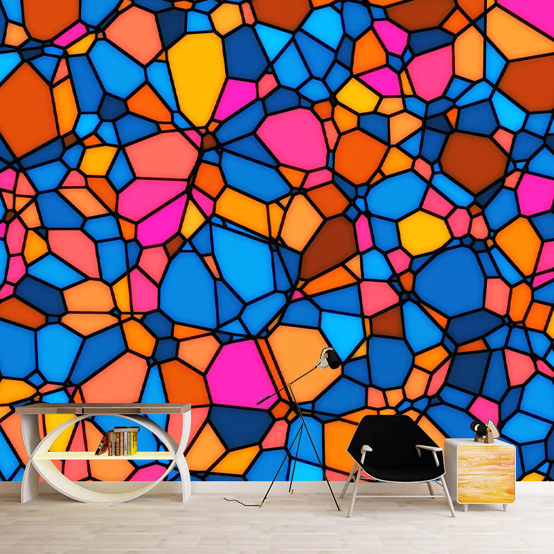 Geometric Illustration Pattern Mildew Wall Mural Horizontalt for Living Room