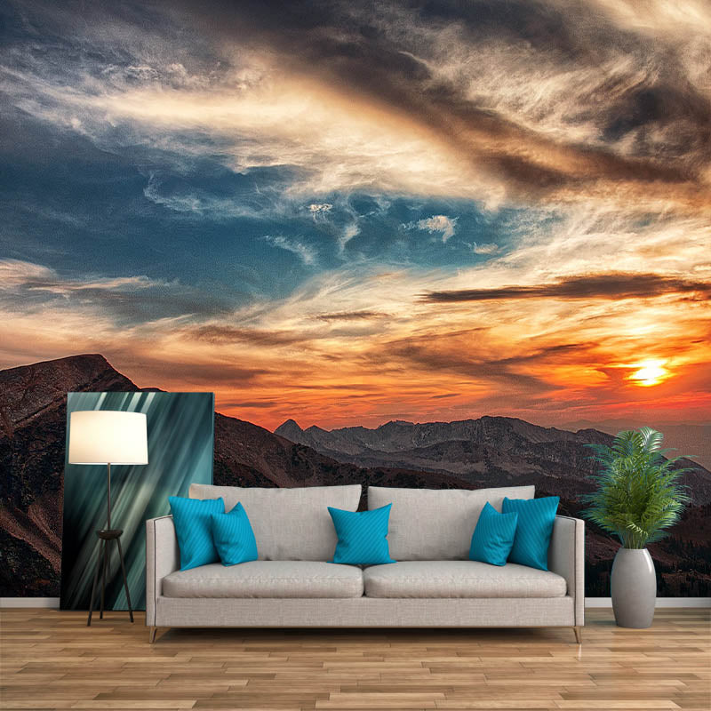 Illustration Pattern Mildew Wall Mural Landscapes for Living Room