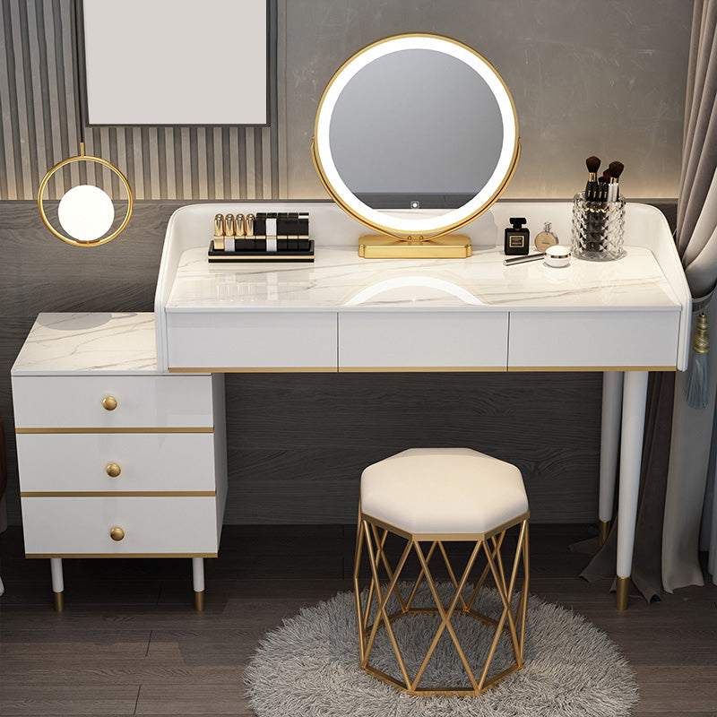 Adjustable Makeup Counter Lighted Mirror Vanity Dressing Table with Drawers