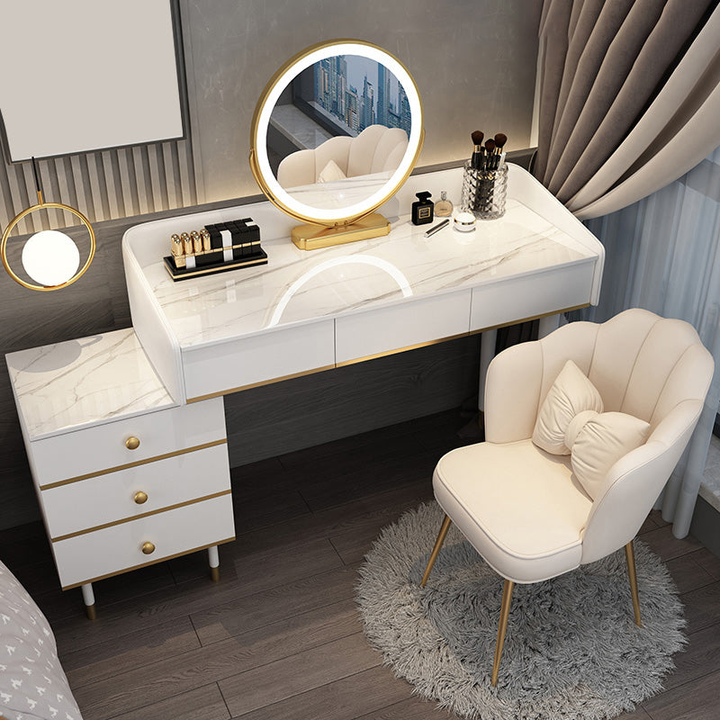 Adjustable Makeup Counter Lighted Mirror Vanity Dressing Table with Drawers