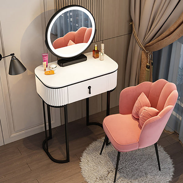 Adjustable Makeup Counter Lighted Mirror Vanity Dressing Table with Drawer