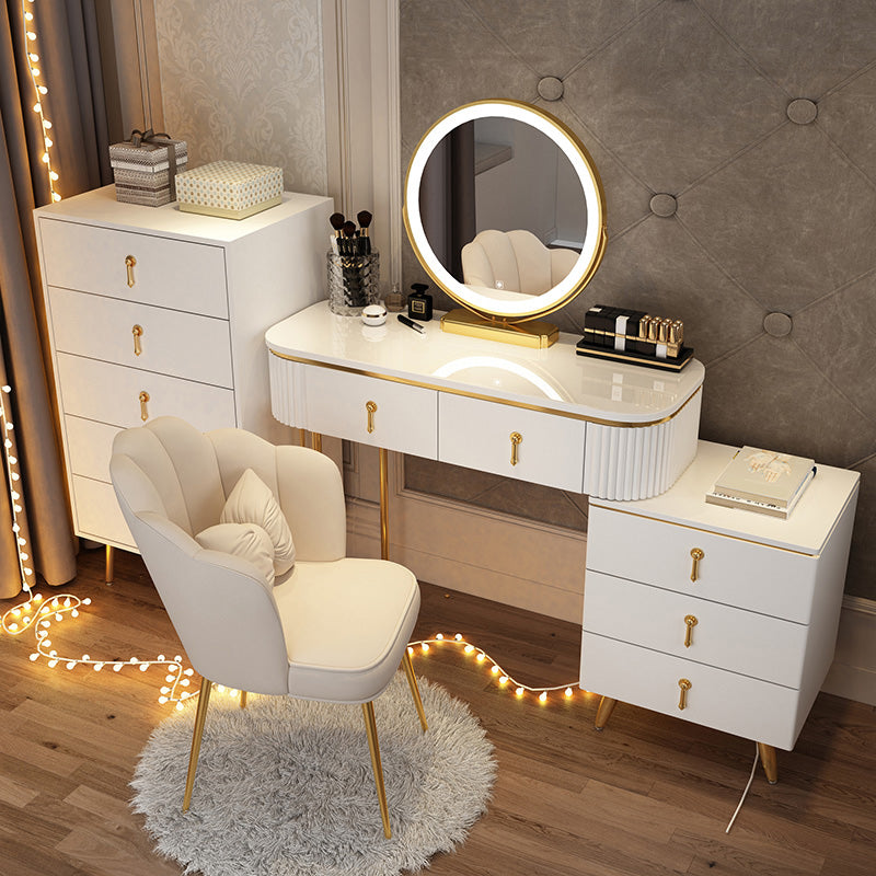 Wooden Makeup Counter Adjustable Mirror Vanity Dressing Table with Drawer