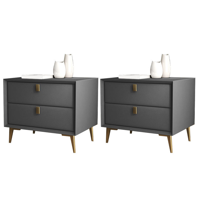 Leather Accent Table Nightstand Modern Bedside Cabinet with Drawers