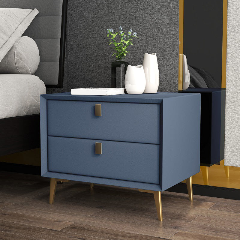 Leather Accent Table Nightstand Modern Bedside Cabinet with Drawers