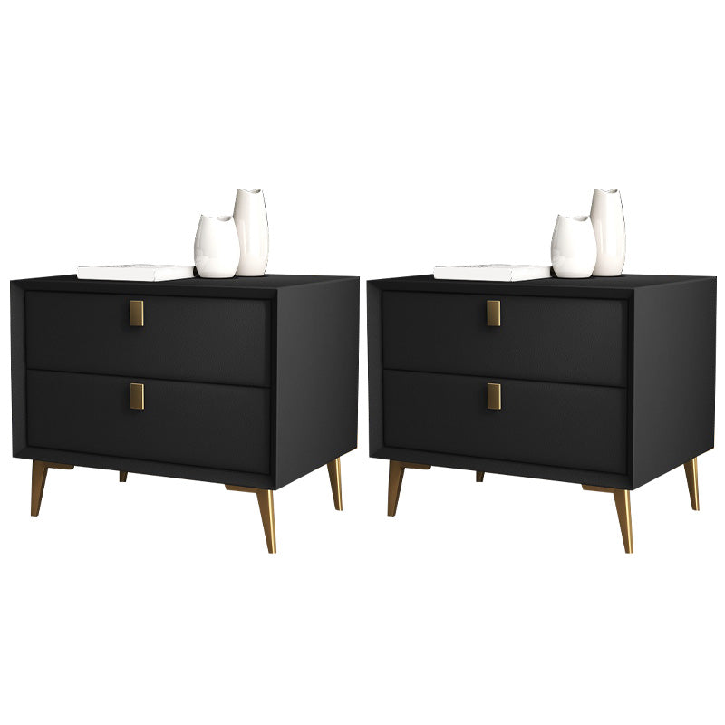 Leather Accent Table Nightstand Modern Bedside Cabinet with Drawers