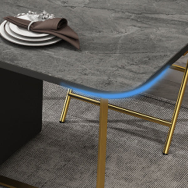 Modern Folding Dining Table Rectangle Wooden Top with Storage