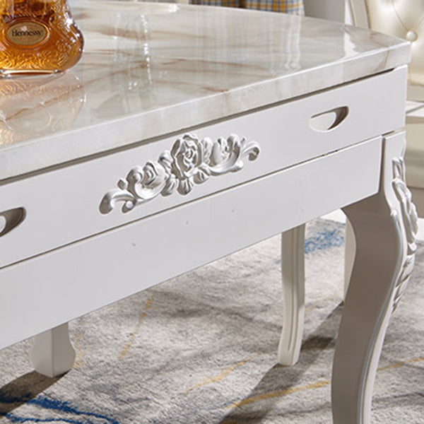 Glam Round Marble Top Dining Table with Solid Wood Legs for Home