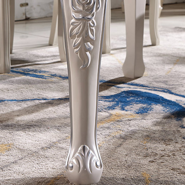 Glam Round Marble Top Dining Table with Solid Wood Legs for Home
