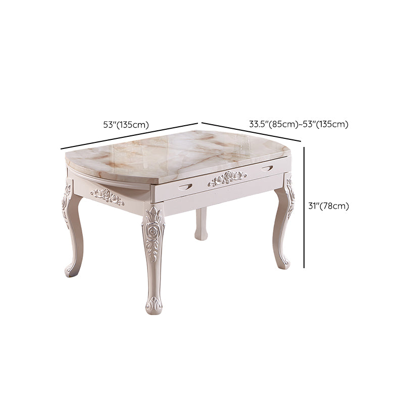 Glam Round Marble Top Dining Table with Solid Wood Legs for Home