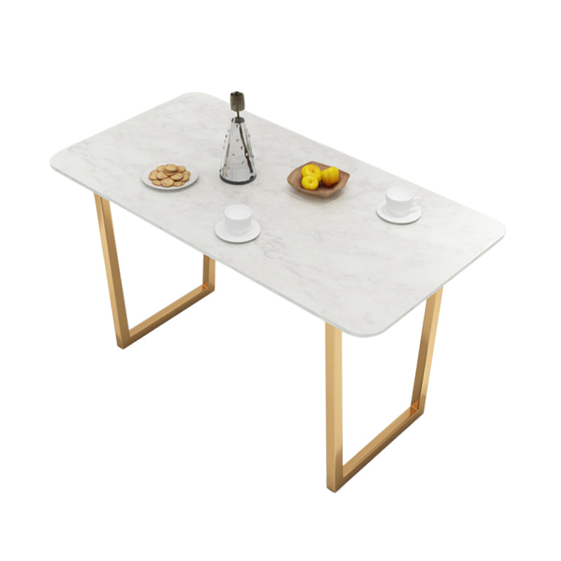 Glam Kitchen Table with Faux Marble Top Gold Metal Legs for Home