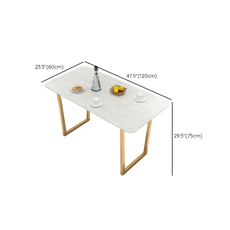 Glam Kitchen Table with Faux Marble Top Gold Metal Legs for Home