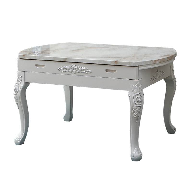 Glam Kitchen Table with Faux Marble Top Solid Wood Legs for Home