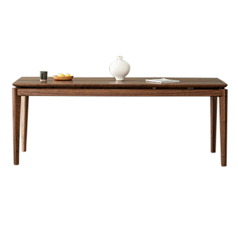 Modern Rectangle Dinner Table Brown Solid Wood Tabletop for Living Room