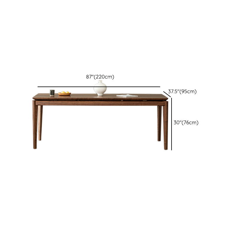 Modern Rectangle Dinner Table Brown Solid Wood Tabletop for Living Room