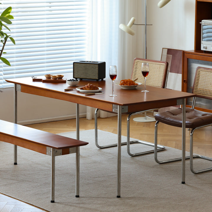 Modern Rectangle Dining Table with Stainless Steel Leg for Living Room