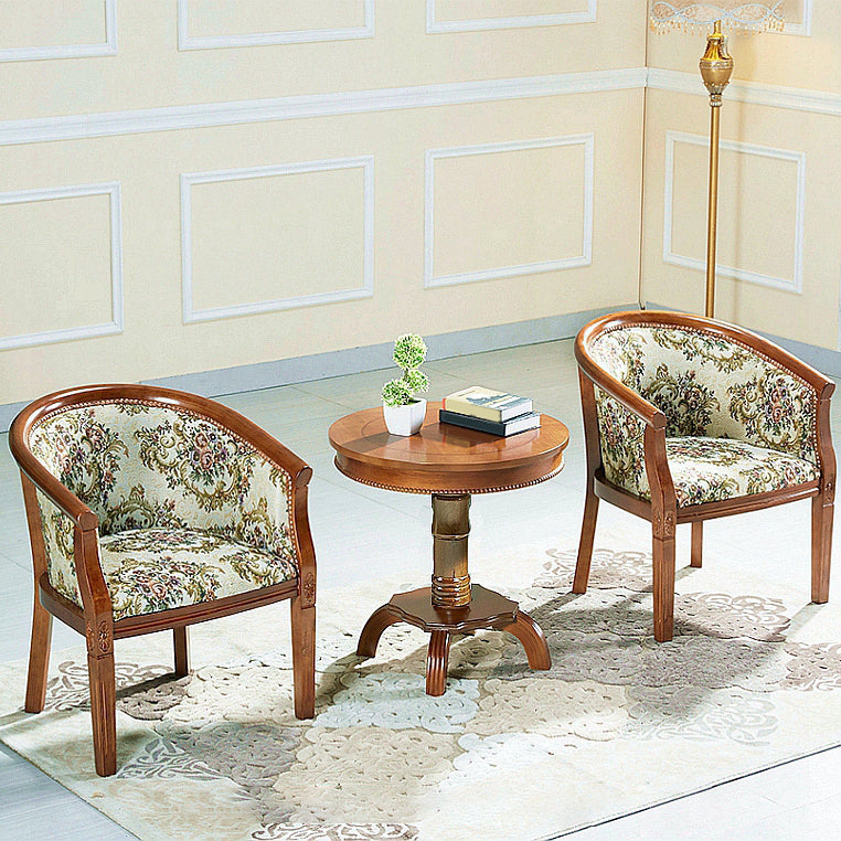 Traditional Style Dining Chair Upholstered Solid Wood Arm Chair for Hotel