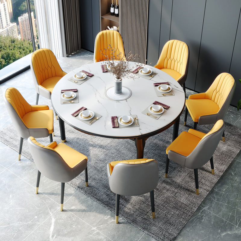 Glam Style Dining Chair Leather Parsons Side Chair for Living Room