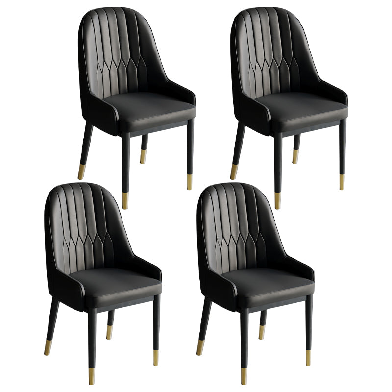 Glam Style Dining Chair Leather Parsons Side Chair for Living Room