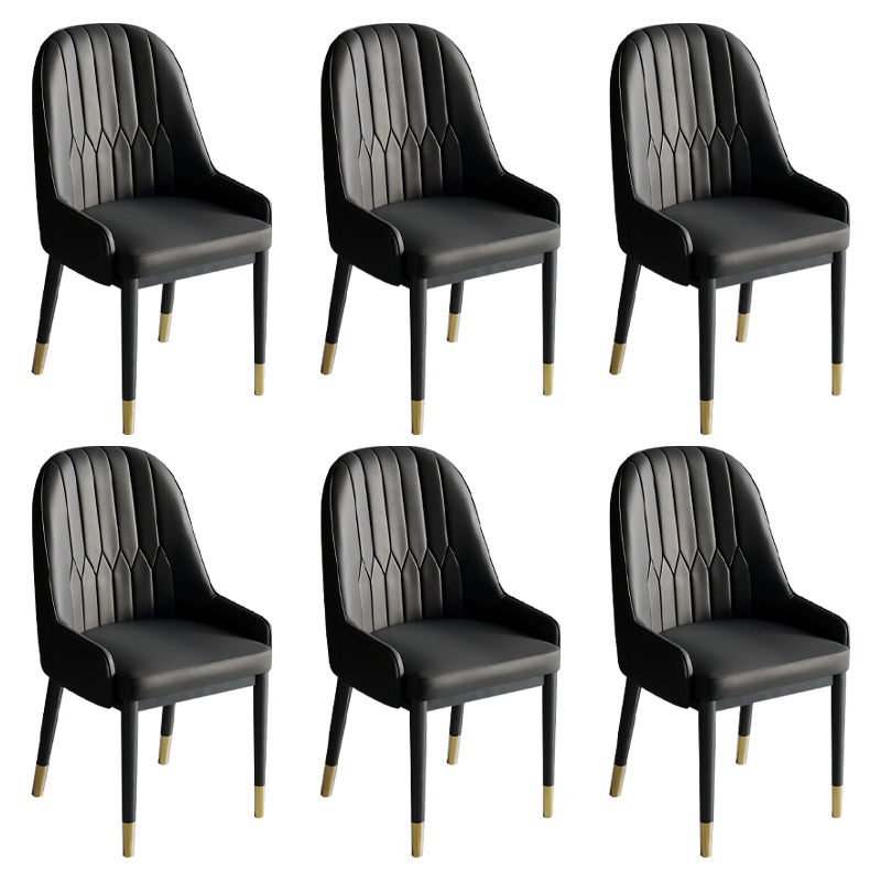 Glam Style Dining Chair Leather Parsons Side Chair for Living Room