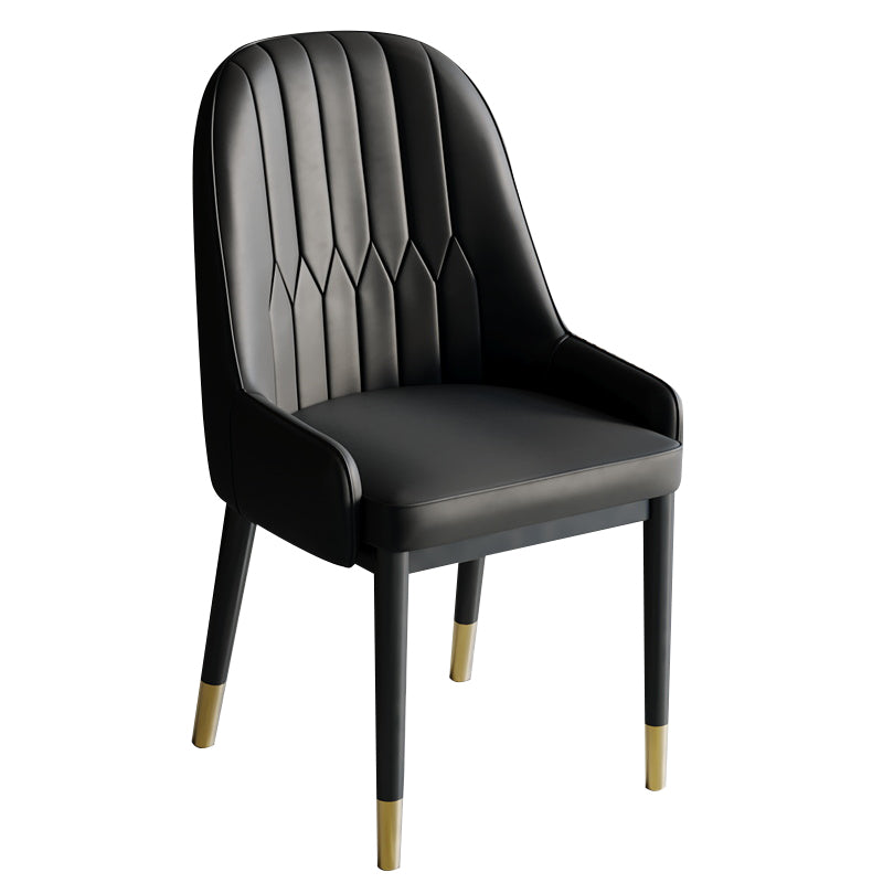 Glam Style Dining Chair Leather Parsons Side Chair for Living Room