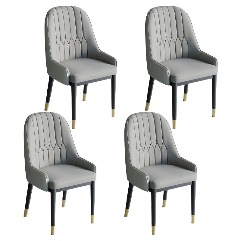 Glam Style Dining Chair Leather Parsons Side Chair for Living Room