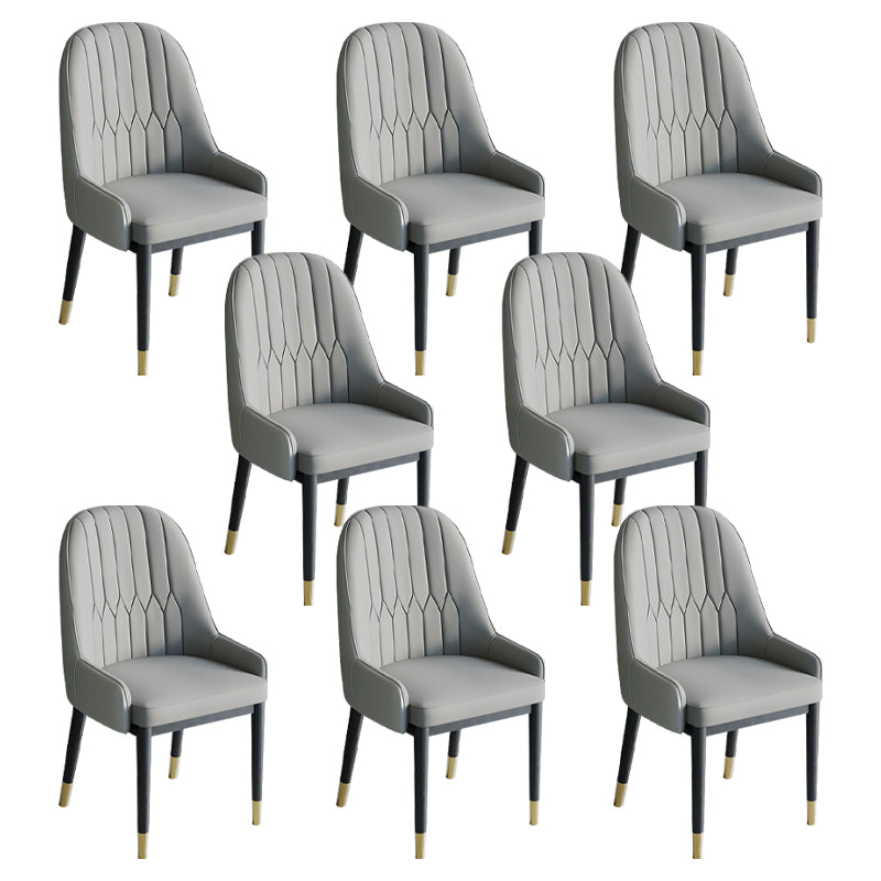 Glam Style Dining Chair Leather Parsons Side Chair for Living Room