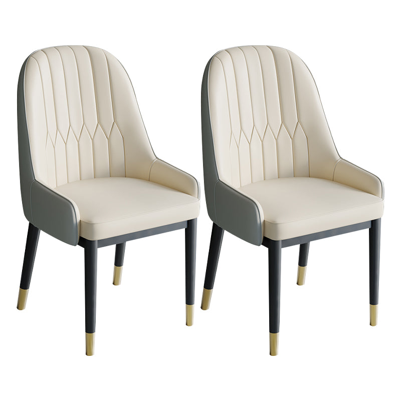 Glam Style Dining Chair Leather Parsons Side Chair for Living Room