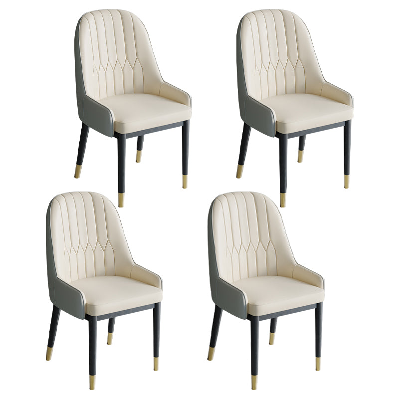 Glam Style Dining Chair Leather Parsons Side Chair for Living Room