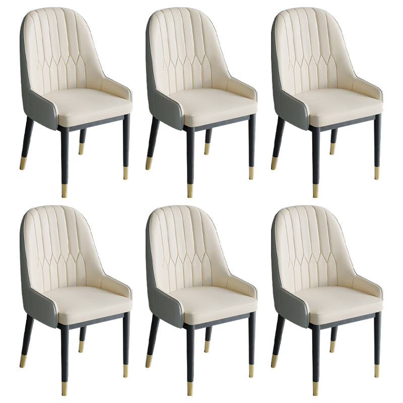Glam Style Dining Chair Leather Parsons Side Chair for Living Room