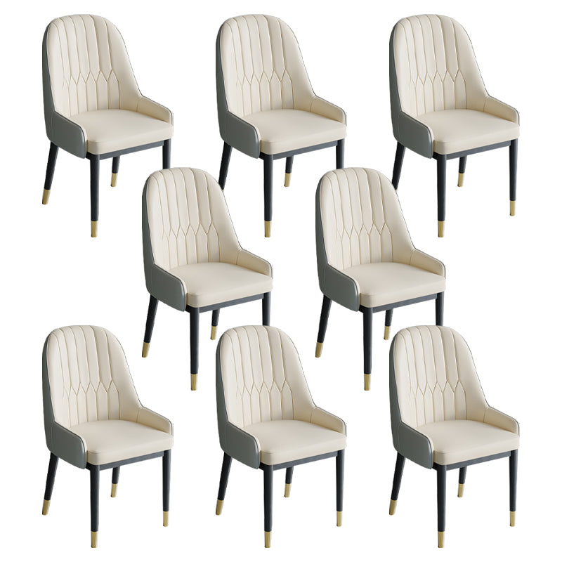 Glam Style Dining Chair Leather Parsons Side Chair for Living Room