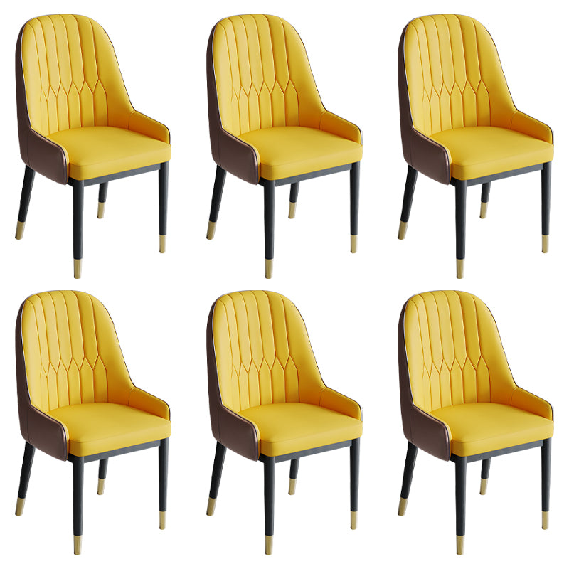 Glam Style Dining Chair Leather Parsons Side Chair for Living Room