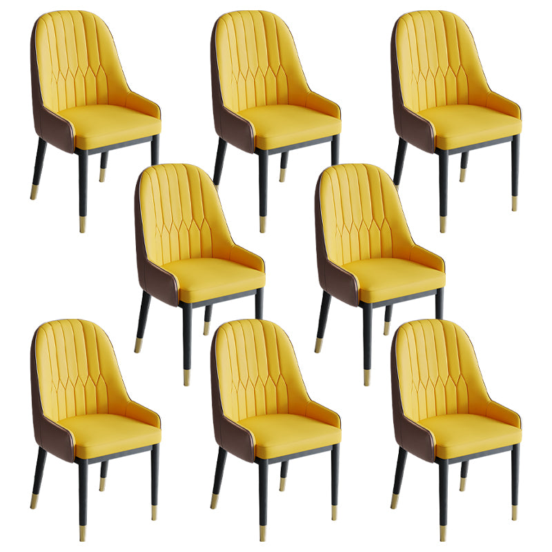 Glam Style Dining Chair Leather Parsons Side Chair for Living Room