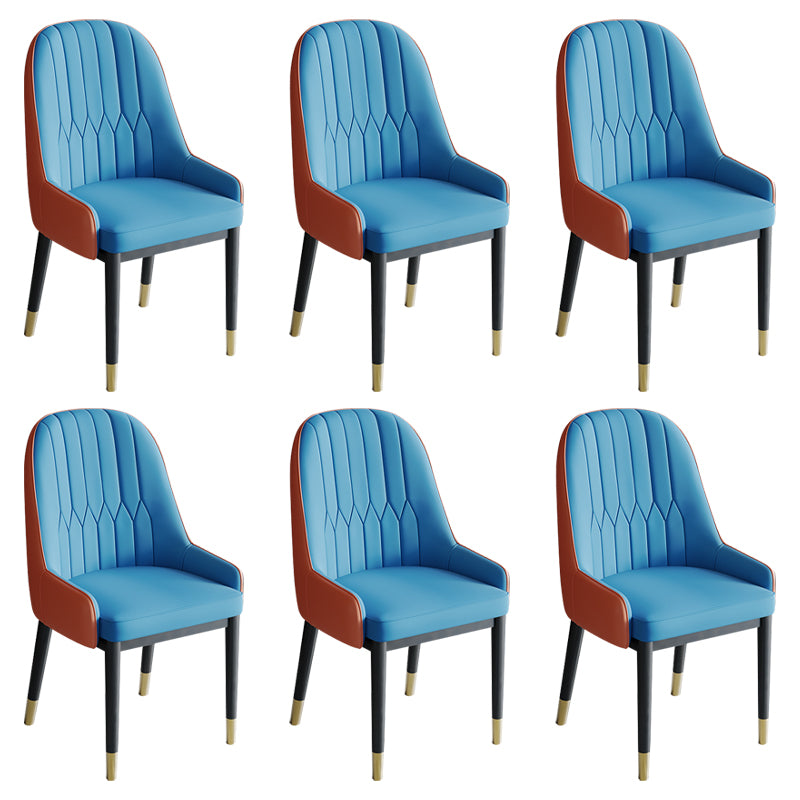 Glam Style Dining Chair Leather Parsons Side Chair for Living Room