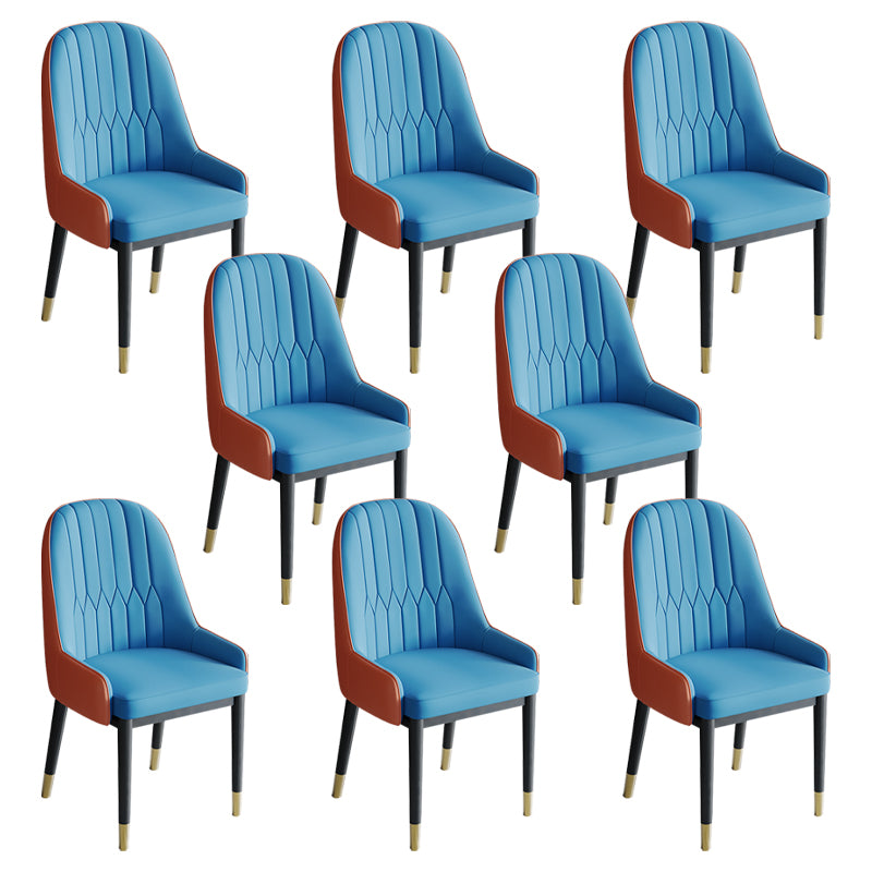 Glam Style Dining Chair Leather Parsons Side Chair for Living Room