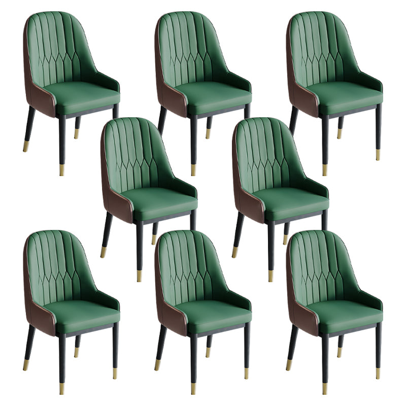 Glam Style Dining Chair Leather Parsons Side Chair for Living Room