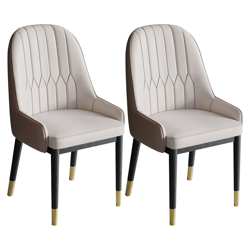 Glam Style Dining Chair Leather Parsons Side Chair for Living Room
