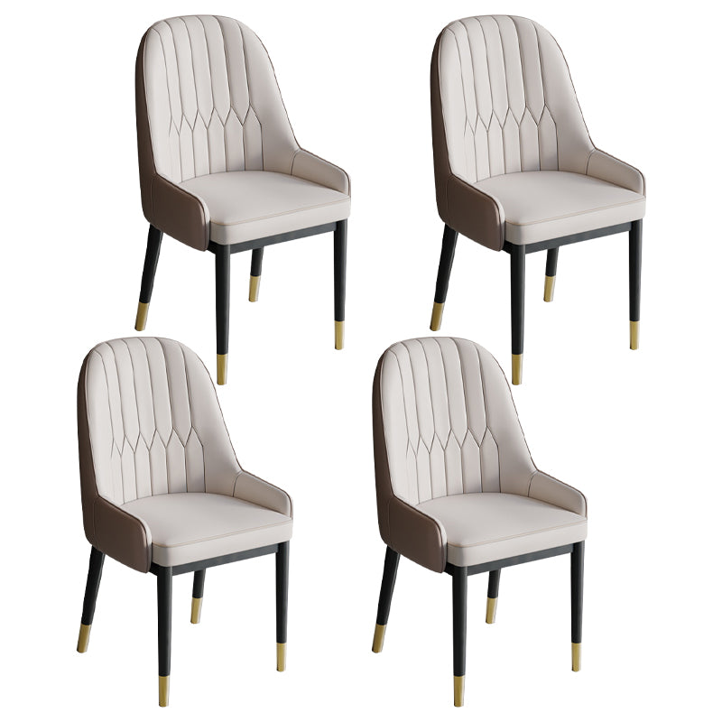 Glam Style Dining Chair Leather Parsons Side Chair for Living Room