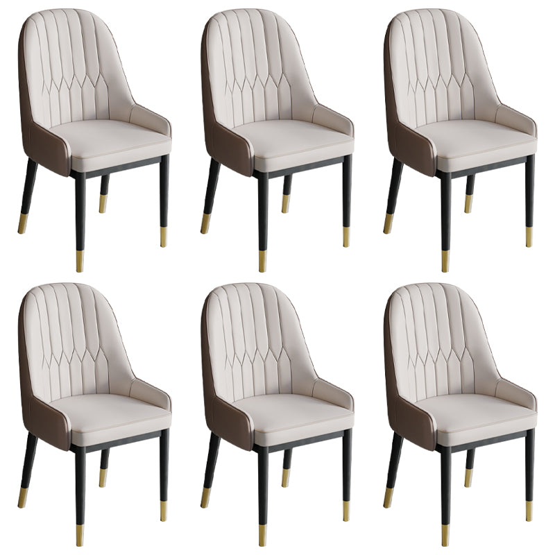 Glam Style Dining Chair Leather Parsons Side Chair for Living Room