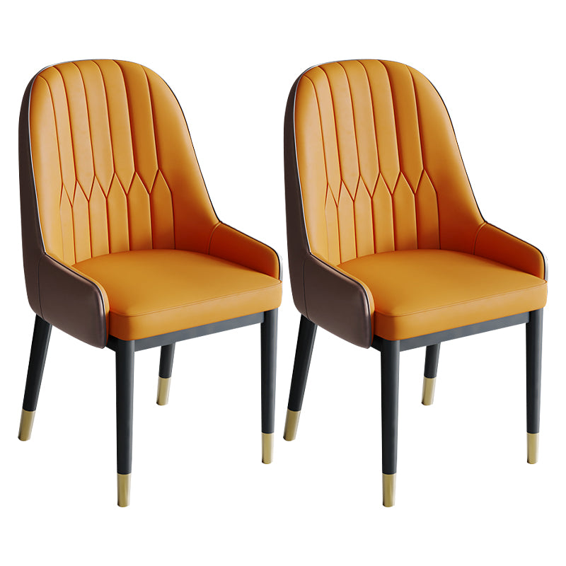 Glam Style Dining Chair Leather Parsons Side Chair for Living Room
