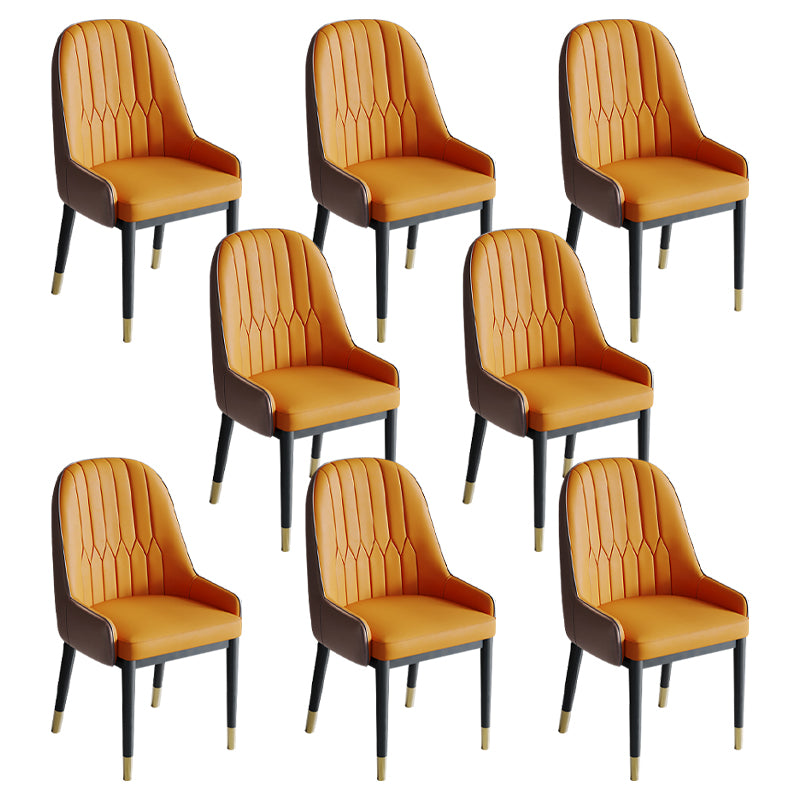 Glam Style Dining Chair Leather Parsons Side Chair for Living Room